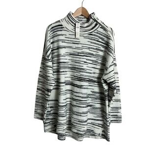 Talbots Plus 1X Zip Detail Mockneck Spacedye Sweater NEW Cozy‎